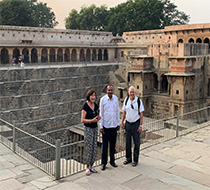 guests of namaste holiday visiting  abhaneri stepwell, worl'ds largest stepwell with the highest number of steps.