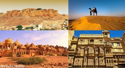 visit the thar desert and golden sands of jaisalmer including attractions like golden fort, patwon-ki-haveli, sam sand dunes, and camel safari