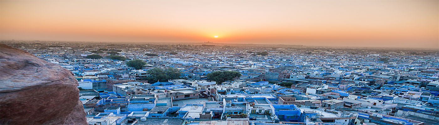 blue city of rajasthan, jodhpur, houses and walls are painted blue, thus giving it's name as blue city.