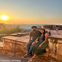 mehrangarh fort, a hilltop fort overlooking the blue city, known for its imposing architecture, towering walls, and intricate carvings by namaste holiday