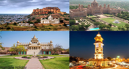 jodhpur's prominent attractions in the sightseeing from the majestic mehrangarh fort to the stunning white marble architecture- Jaswant Thada to the royal umaid bhawan palace and to the bustling heart of blue city- clock tower